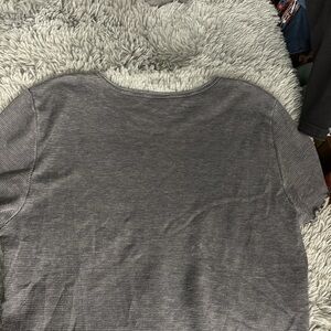 American Eagle Outfitters Gray Scalloped Hem Crop T-Shirt Tee Waffle Weave XL